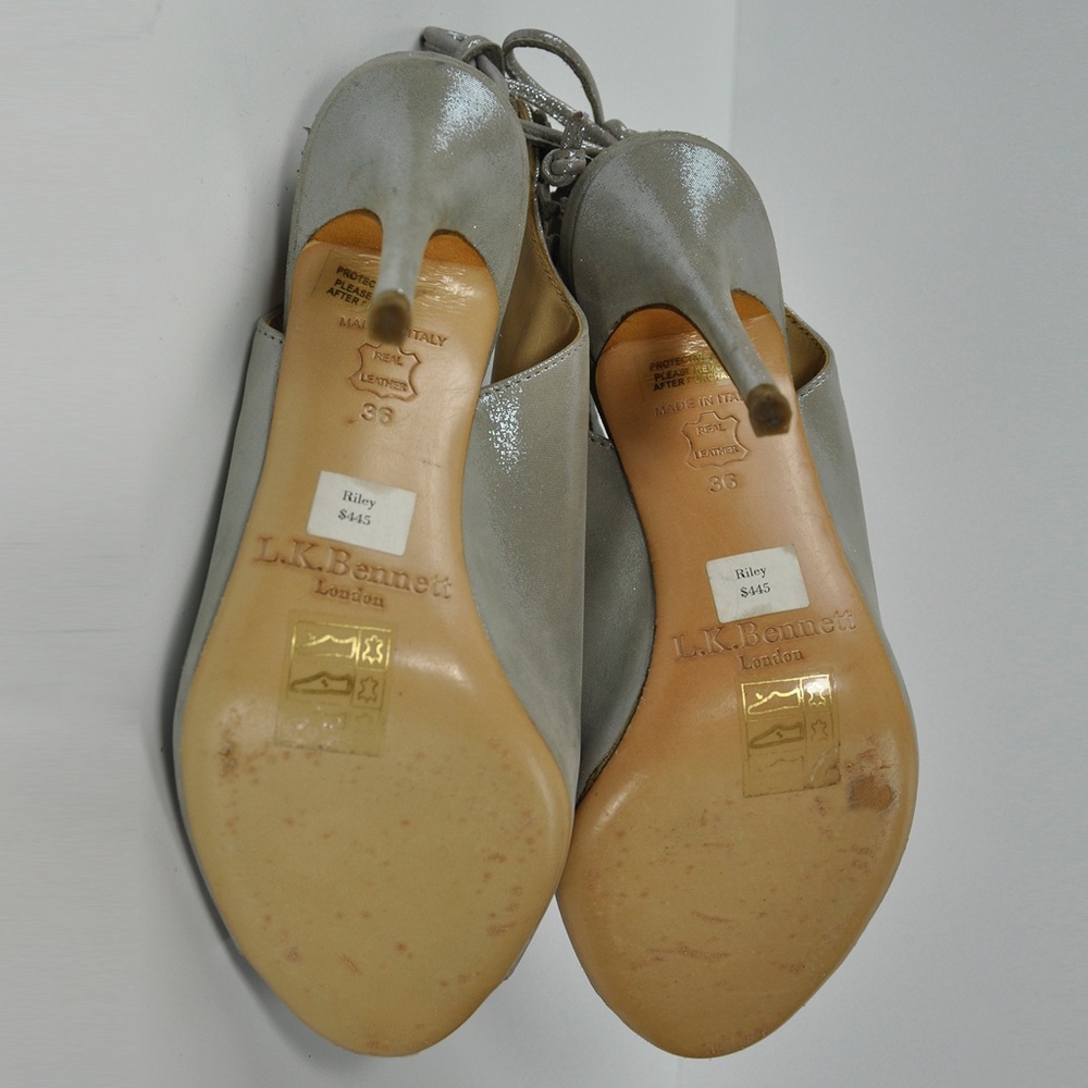 L.K.BENNETT Riley Suede Peep-Toe Booties SILVER - Picture 7 of 14